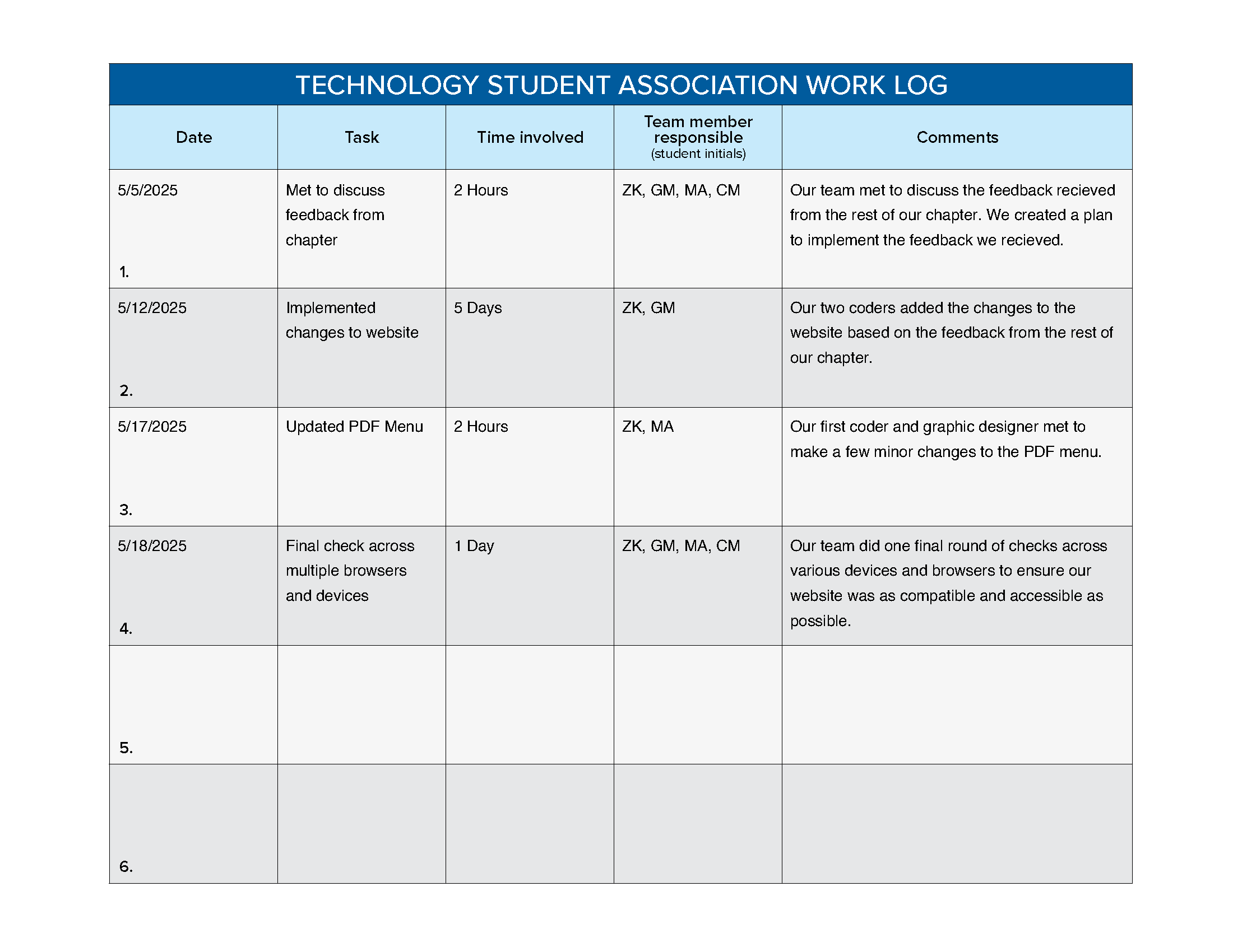 Copy of Work Log 6