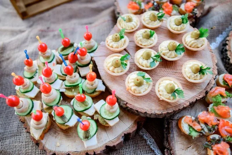 Platters of bite-sized foods