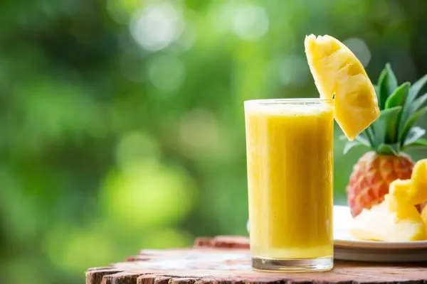 Pineapple smoothie in a glass
